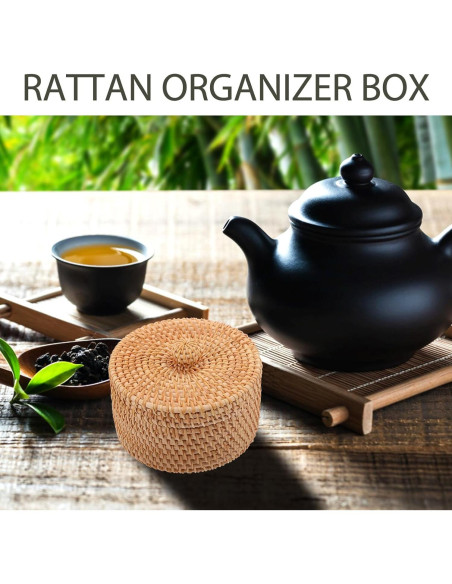 Cesta de Almacenamiento Redonda Cabilock con Tapa 15x8cm