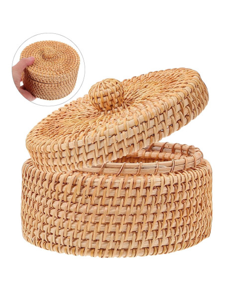 Cesta de Almacenamiento Redonda Cabilock con Tapa 15x8cm