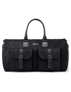 Bolsa de viaje convertible Modoker 45L, lona negra, resistente al agua