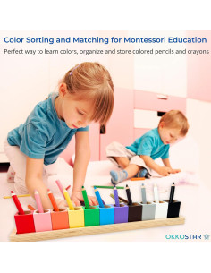 Soporte de Crayones Montessori OKKOSTAR - Organizador de Arte Grande 2