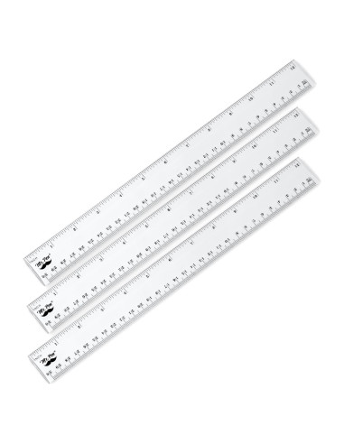 Reglas de Plástico Mr. Pen 30.48 cm Paquete de 3 Transparentes