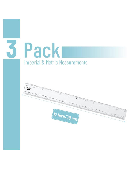 Reglas de Plástico Mr. Pen 30.48 cm Paquete de 3 Transparentes Reglas de Plástico Mr. Pen 30.48 cm Paquete de 3 Transparentes