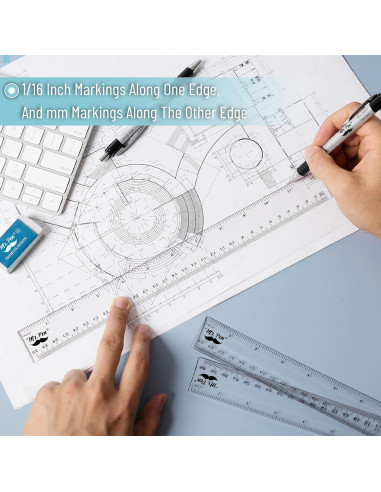 Reglas de Plástico Mr. Pen 30.48 cm Paquete de 3 Transparentes