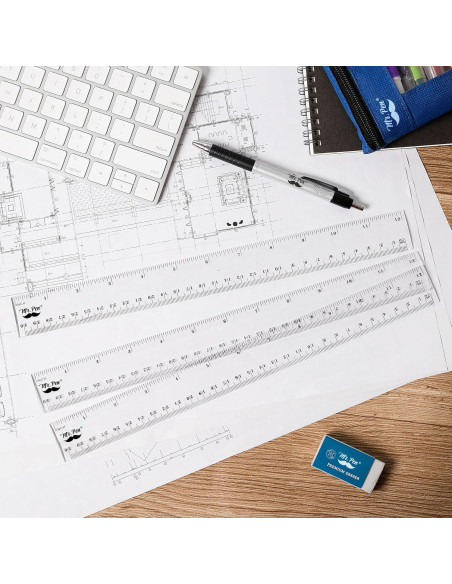 Reglas de Plástico Mr. Pen 30.48 cm Paquete de 3 Transparentes Reglas de Plástico Mr. Pen 30.48 cm Paquete de 3 Transparentes