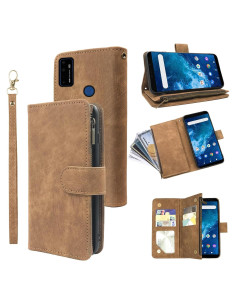 Funda de Cuero Premium Dibosom para Cricket Innovate E 5G Marrón