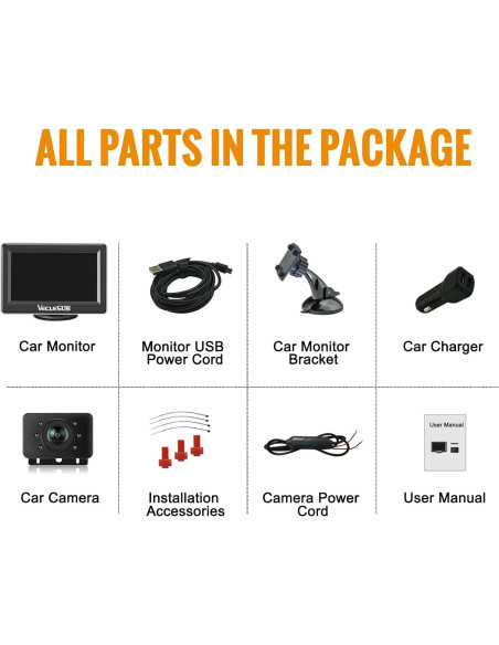 Cámara de Respaldo Inalámbrica Veclesus 1080P con Monitor 4.3"