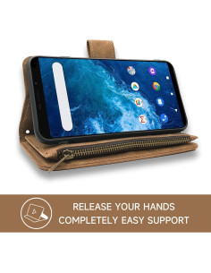 Funda de Cuero Premium Dibosom para Cricket Innovate E 5G Marrón 2