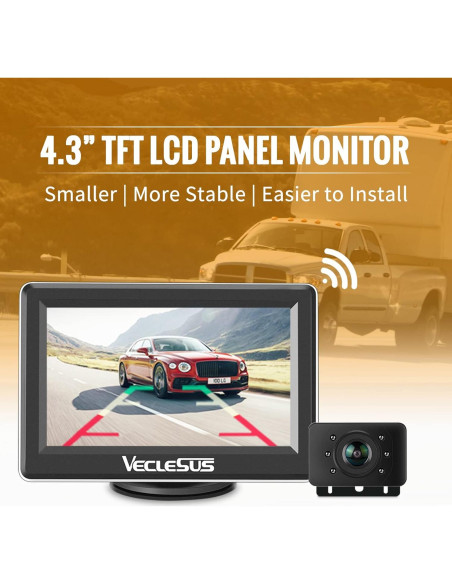 Cámara de Respaldo Inalámbrica Veclesus 1080P con Monitor 4.3"