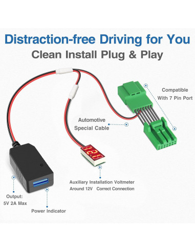 Adaptador de Alimentación YQMAJIM para Dashcam Honda y Acura
