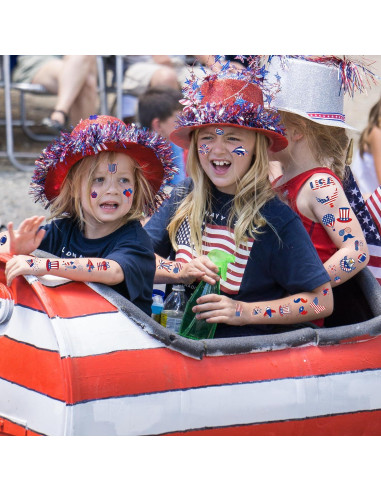 Tatuajes Temporales Patrióticos 106 Pcs Huskein 4 de Julio