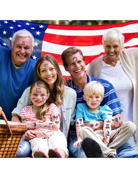 Tatuajes Temporales Patrióticos 106 Pcs Huskein 4 de Julio