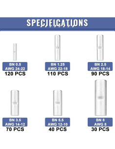 Kit de Conectores de Empalme Sin Aislamiento Sopoby 460PCS 24-8 Gauge 2
