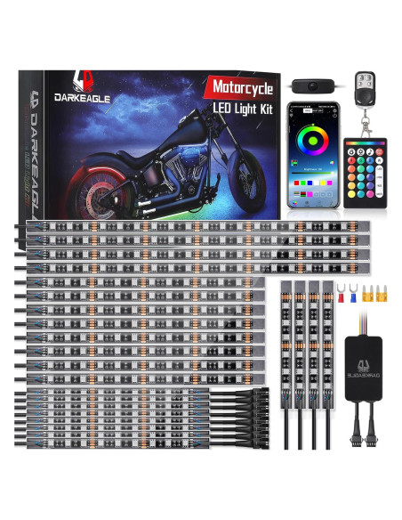 Kit de Luces LED para Motocicleta LD DARKEAGLE 24 Piezas RGB