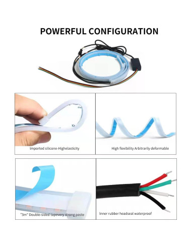 Tira de luz LED CoCsmart 61cm RGB a prueba de agua 2 piezas