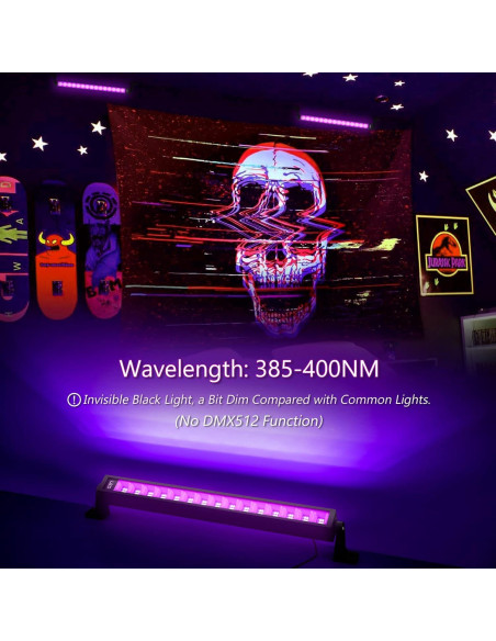 Barra de luz negra LED Lamvip 38W - Paquete de 2, 34.5x7.3x3.4cm Barra de luz negra LED Lamvip 38W - Paquete de 2, 34.5x7.3x3.4cm