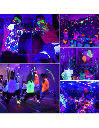 Barra de luz negra LED Lamvip 38W - Paquete de 2, 34.5x7.3x3.4cm