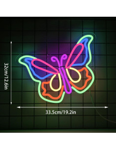 Luz de Neón Mariposa LED para Decoración de Pared 35.5cm 2