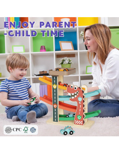 Pista de Rampas de Autos de Madera Paisure para Niños 1-3 Años 2