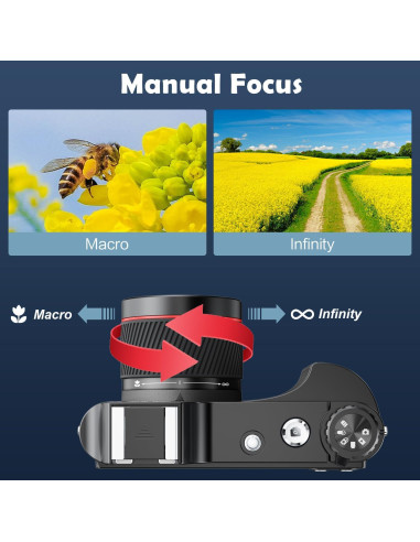 Cámara Digital 4K Rumyums 48MP con Pantalla de 3" y Zoom 18x