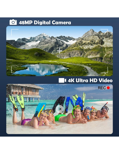 Cámara Digital 4K Rumyums 48MP con Pantalla de 3" y Zoom 18x