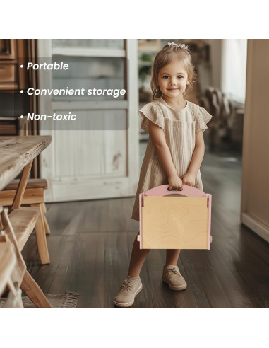 Conjunto de Tocador de Madera para Niñas Woodenfun con Espejo