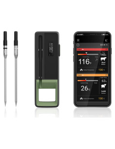 Termómetro de Carne Inalámbrico Bluetooth 5.2 con 2 Probetas