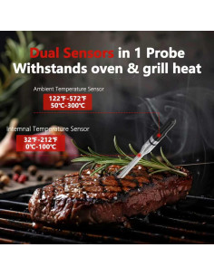 Termómetro de Carne Inalámbrico Bluetooth 5.2 con 2 Probetas 2