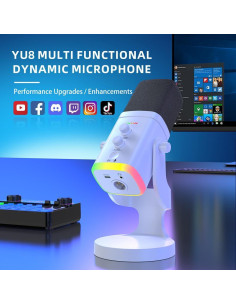 Micrófono Dinámico YU8 Blanco USB/XLR para PC y Consolas 2