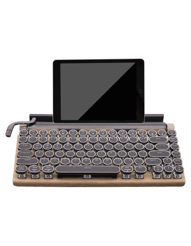 Teclado Mecánico Retro Bluetooth Inalámbrico 83 Teclas Madera