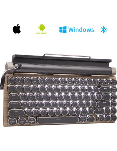 Teclado Mecánico Retro Bluetooth Inalámbrico 83 Teclas Madera 2