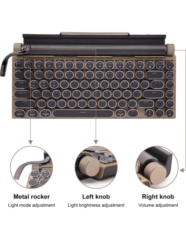 Teclado Mecánico Retro Bluetooth Inalámbrico 83 Teclas Madera