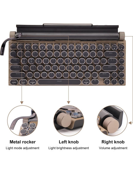 Teclado Mecánico Retro Bluetooth Inalámbrico 83 Teclas Madera