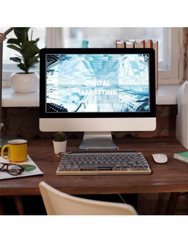 Teclado Mecánico Retro Bluetooth Inalámbrico 83 Teclas Madera