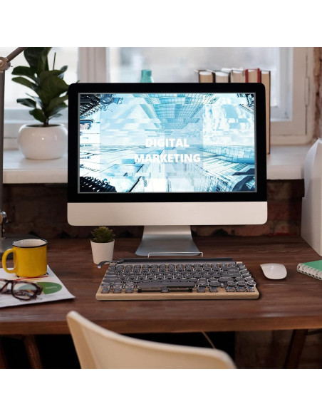 Teclado Mecánico Retro Bluetooth Inalámbrico 83 Teclas Madera