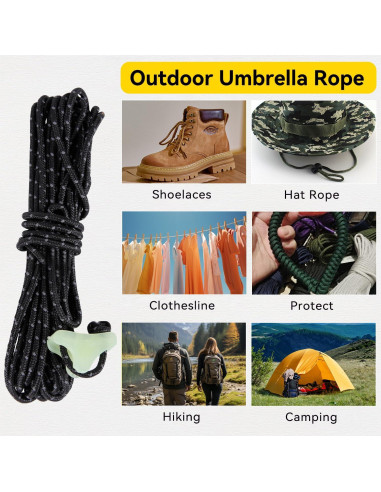 Cuerdas de Tienda HIKEMAN 4m Reflectantes 2mm UHMWPE Camping