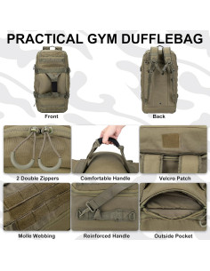 Bolsa Duffle de Gimnasio PAIWPHLI 80L Verde Impermeable 2