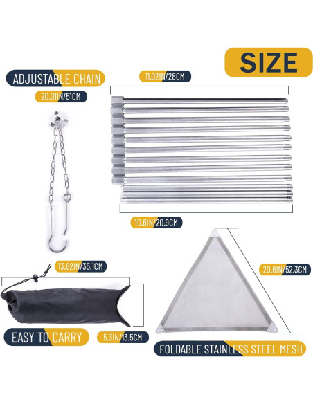 Horno de Fuego Portátil Kikerike con Trípode Ajustable 52.3 cm