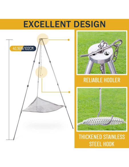 Horno de Fuego Portátil Kikerike con Trípode Ajustable 52.3 cm