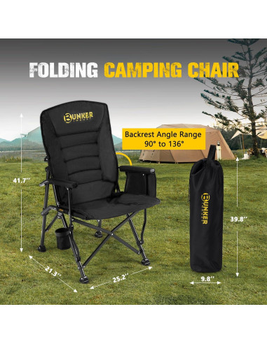 Silla de Camping Plegable BUNKER INDUST Acolchada 204 kg