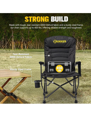 Silla de Camping Plegable BUNKER INDUST Acolchada 204 kg