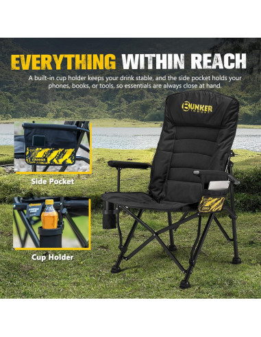Silla de Camping Plegable BUNKER INDUST Acolchada 204 kg