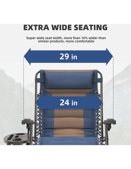 Silla de Gravedad Cero XL Foristrail con Cojín y Bandeja