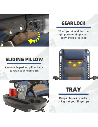 Silla de Gravedad Cero XL Foristrail con Cojín y Bandeja