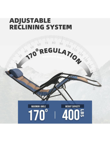 Silla de Gravedad Cero XL Foristrail con Cojín y Bandeja