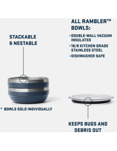 Tazón Aislado YETI Rambler 0.66L Acero Inoxidable Marino 2