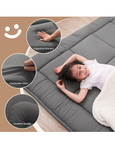 Colchón Futón de Suelo Japonés WhatsBedding Individual 7.62 cm Gris 2