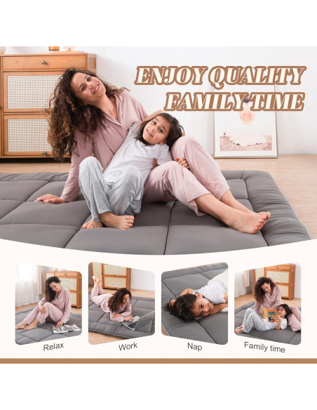 Colchón Futón de Suelo Japonés WhatsBedding Individual 7.62 cm Gris