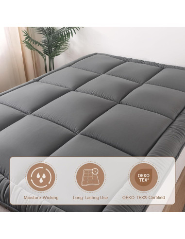 Colchón Futón de Suelo Japonés WhatsBedding Individual 7.62 cm Gris