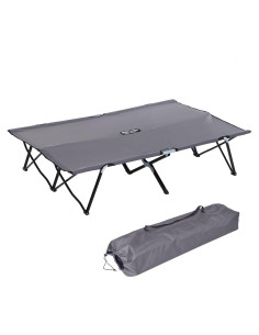 Cama Plegable para 2 Personas Oxford 600D Gris 127 cm
