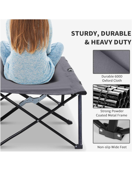 Cama Plegable para 2 Personas Oxford 600D Gris 127 cm